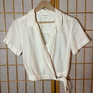 Anthropologie Cloth & Stone White Wrap Blouse